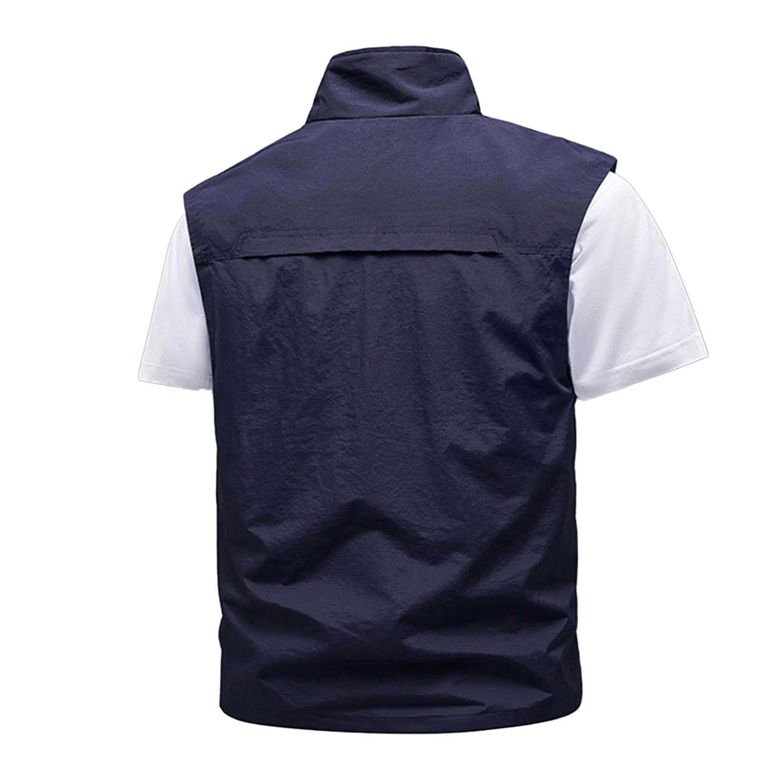 thumbnail image 4 of Chaleco ligero de softshell para hombre, chaqueta utilitaria para actividades al aire libre y viajes, cuello alto, múltiples bolsillos, para senderismo/running (XL-XXXXXXL), 4 of 8